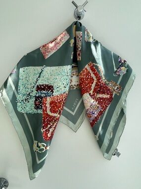 Furla Multicolor Abstract Print Green 100% Silk Scarf